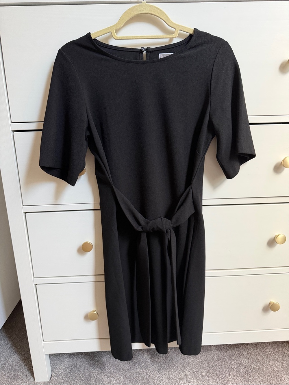 Chelsea28 - Black Short Sleeve Tie-Waist Dress